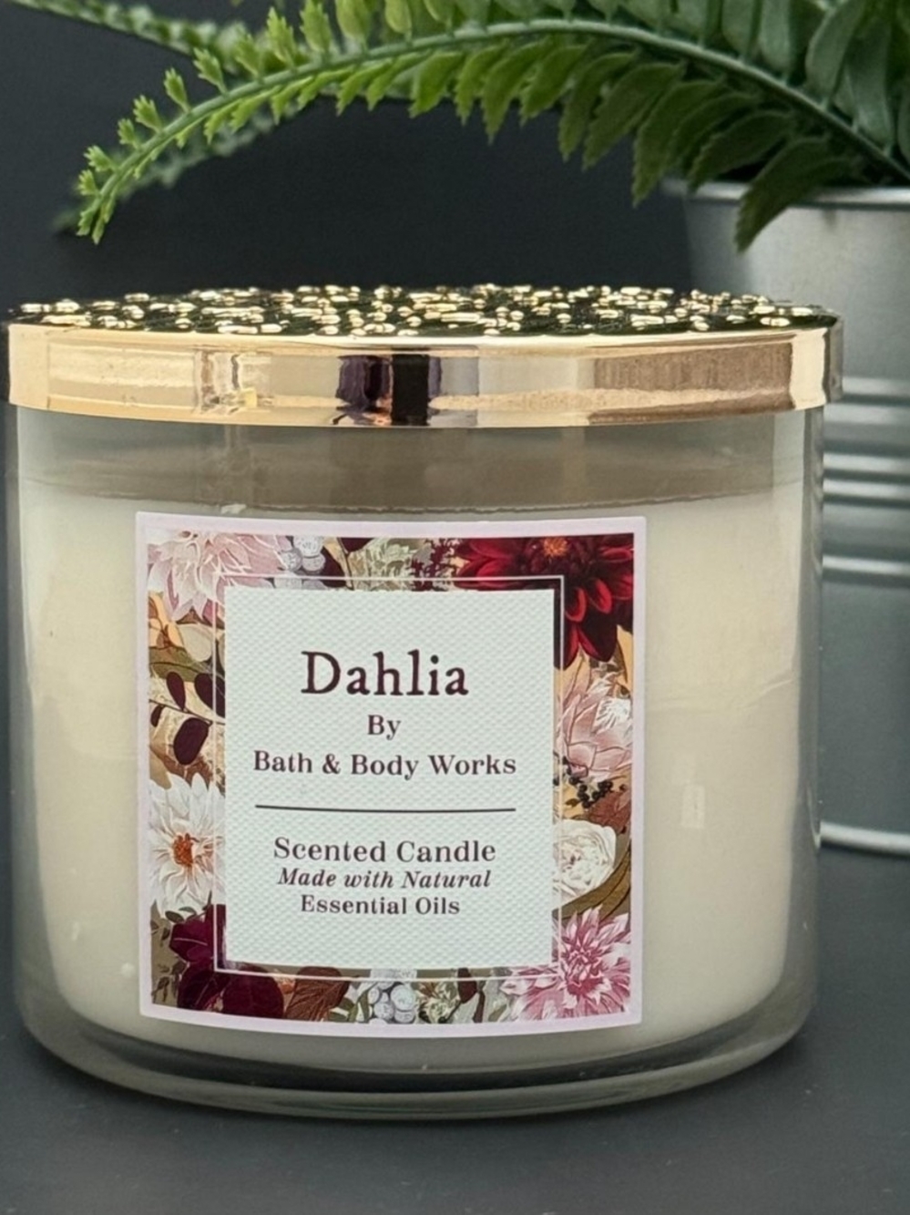 Bath & Body Works Dahlia Scented Candle - Gold Lid, White Wax